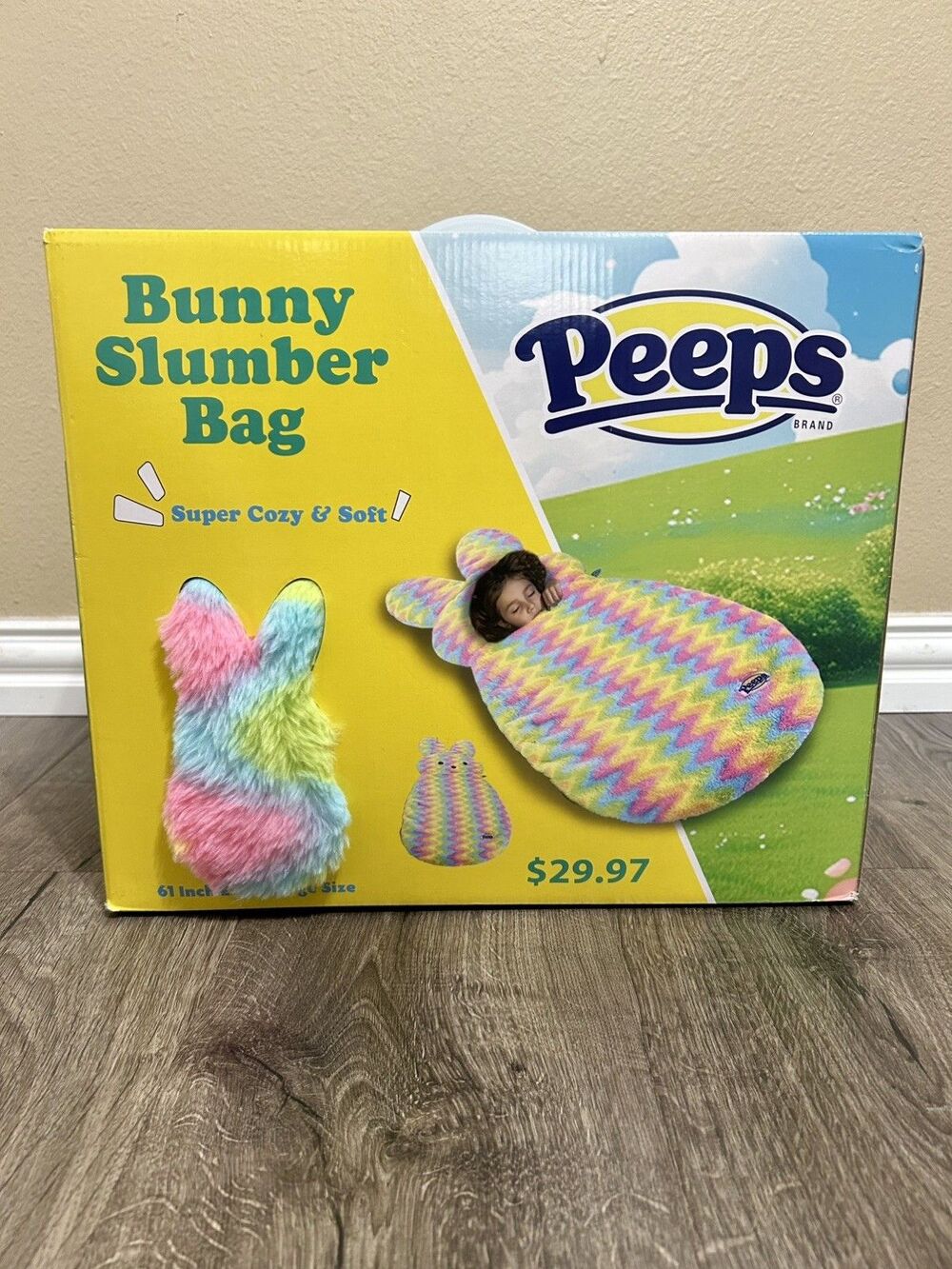 New PEEPS Huge Super Cozy and Soft Bunny Slumber Bag / Sleeping Bag Easter 61"